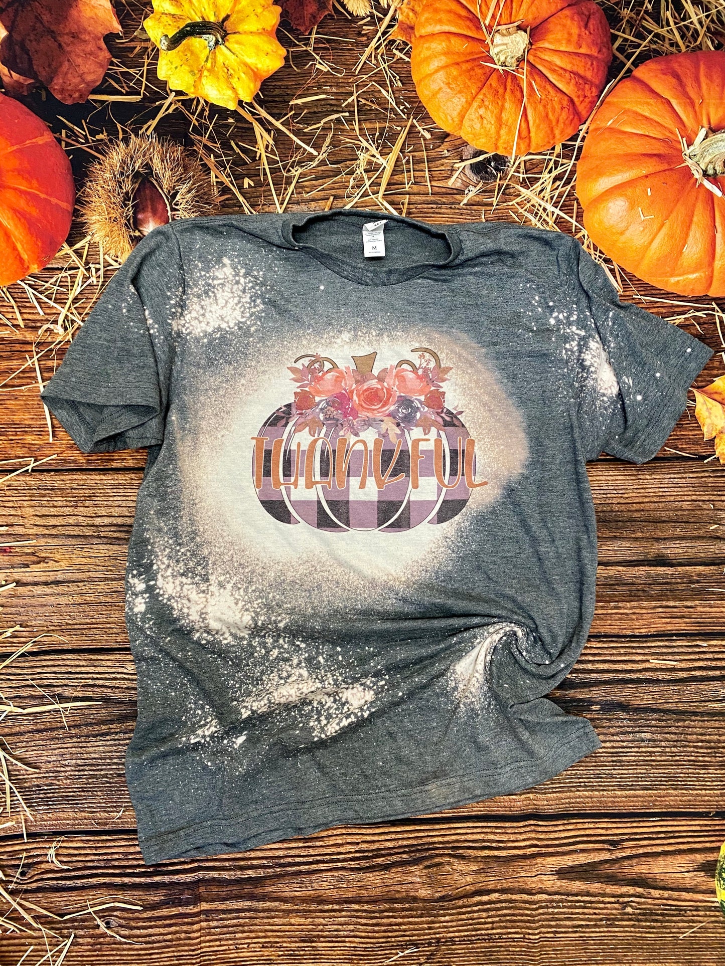 Plaid Thankful Pumpkin Bleach Tee | Bleach Shirt