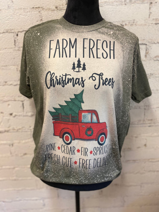 Farm fresh Christmas trees bleach tee