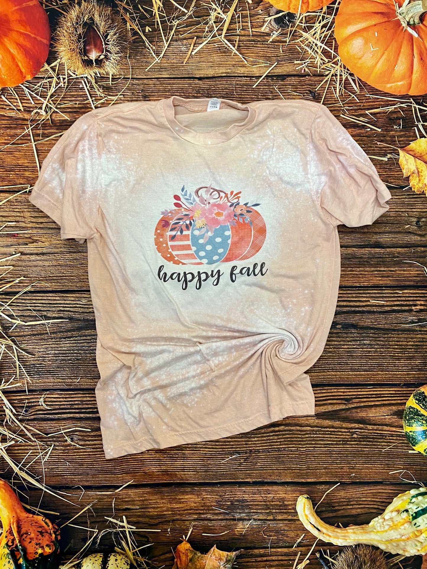 Happy Fall Pretty Pumpkin Bleach Tee | Bleach Shirt