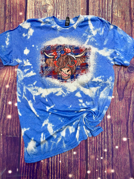 Patriotic highland cow bleach tee