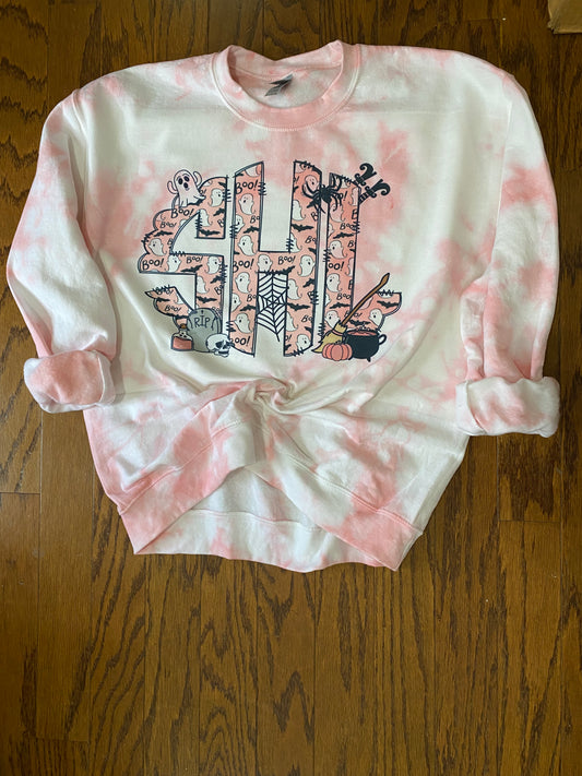 Pink Halloween monogram sweatshirt