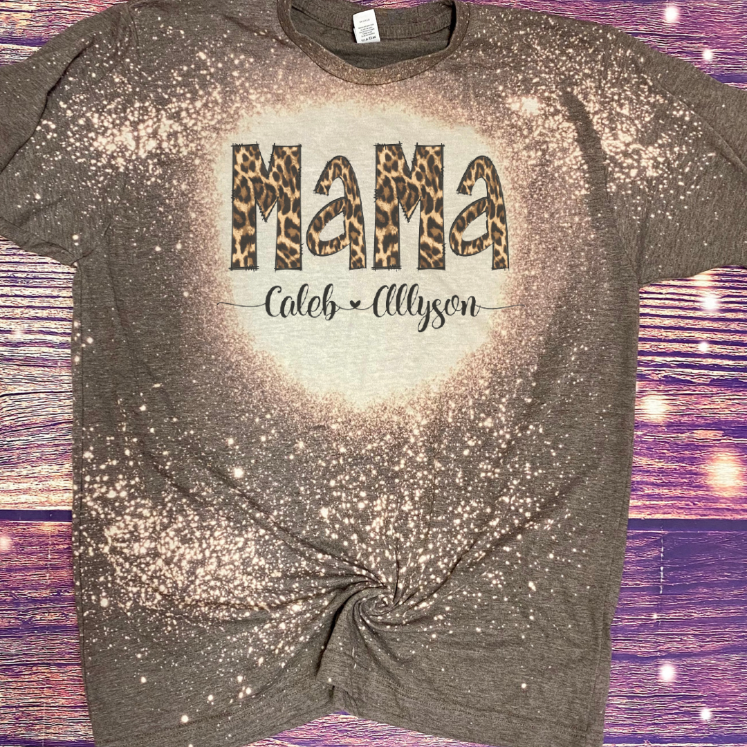 Personalized Mama Bleach Tee color options and patterns
