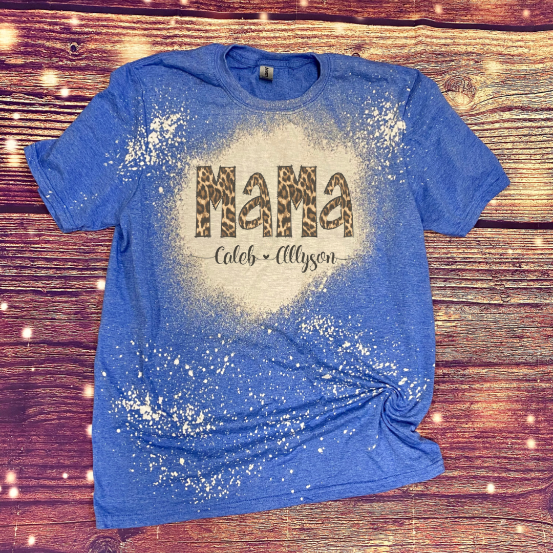 Personalized Mama Bleach Tee color options and patterns