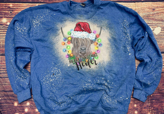 Merry Christmas Heifer Bleach Sweatshirt