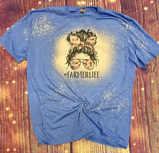 FarmerLife messy bun Bleach Shirt