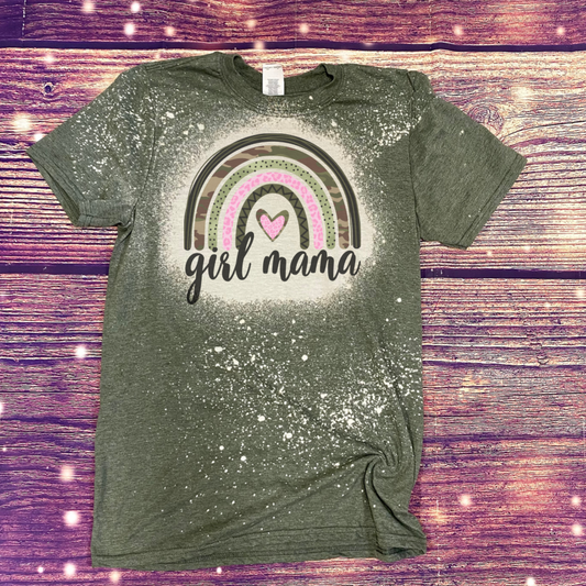 Girl Mama Camo Rainbow Bleach Tee