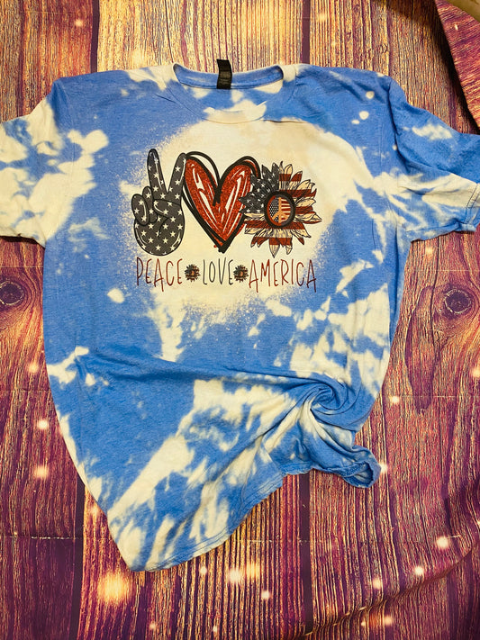 Patriotic Peace Love America bleach tee